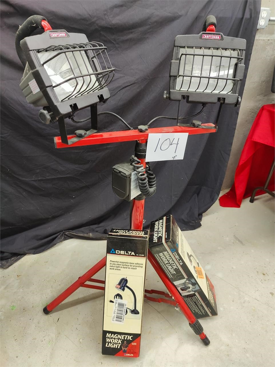 Craftsman work light and two Delta magnetic lights