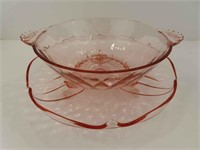 Pink Depression Bowl and Plate