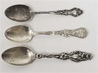 Lot of 3 Vintage Sterling Silver Souvenir Spoons