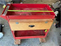 Rolling tool cart with drawer and contents
