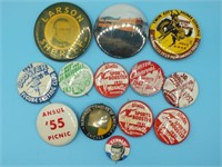 1950'S BUTTON PINS - SEVERAL LOCAL INTEREST