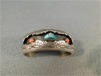 Navajo Cuff Bracelet; 925 Sterling