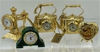 5 Miniature clocks, some still have the tags.