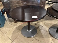 (3) 'GOOD WOOD' 36" ROUND TABLES W/ HEAVY BASE