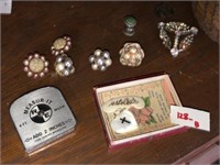 Vintage Ear Rings ~ Tape Measure & Sew Basket