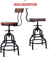 Diwhy Industrial Bar Stool  27 Inch  Set of 2