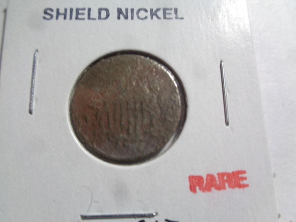 1867 SHIELD NICKLE / BARELY VISIBLE WORN
