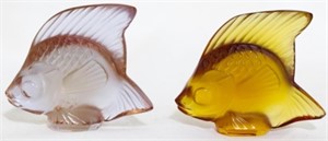 2 Small Lalique Glass Fish 2"