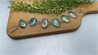 .925 Sterling Silver and Abalone Shell 8”