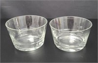 2 Modernist Crtystal Glass Bowls