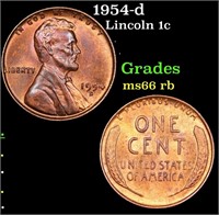 1954-d Lincoln Cent 1c Grades GEM+ Unc RB