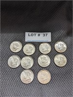 10 - 1964 Kennedy Half Dollars