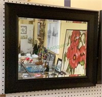 Large bevel edged mirror with wood frame