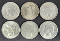 1925-26 U.S. of America Silver Peace Dollars (6)