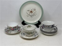 Assortment of teacups and saucers, bread butter