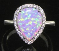 Pear Cut Pink Opal Designer Ring