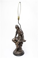 Eutrope Bouret (after), Young Scribe - Bronze Lamp