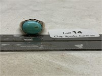 SZ 9m.925 Sterling Silver And Turquoise Ring