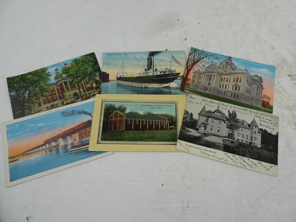 Lot of 6 Green Bay Area Antique Post Cards