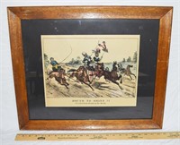 1877 CURRIER & IVES " BOUND TO SHINE " PRINT