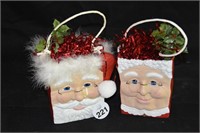 Ceramic Santa & Mrs. Clause Gift Bags