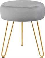 GRUNEN WOLKEN Round Velvet Footrest Stool Ottoman