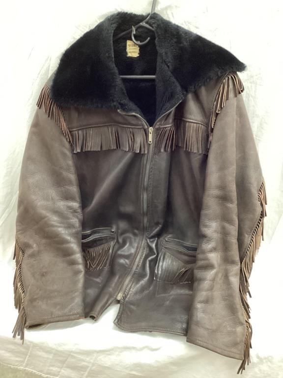 Uber Men’s Leather Coat w/ Fringe, No Size,