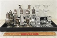 LARGE LOT OF SHAKERS & CANDLESTICKS