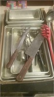 Flat of baking pans and kitchen utensils