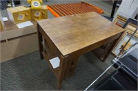 antique solid oak library desk with side