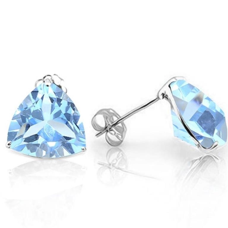 6MM Trillion Cut Sky Blue Topaz 2CTW Stud Earrings