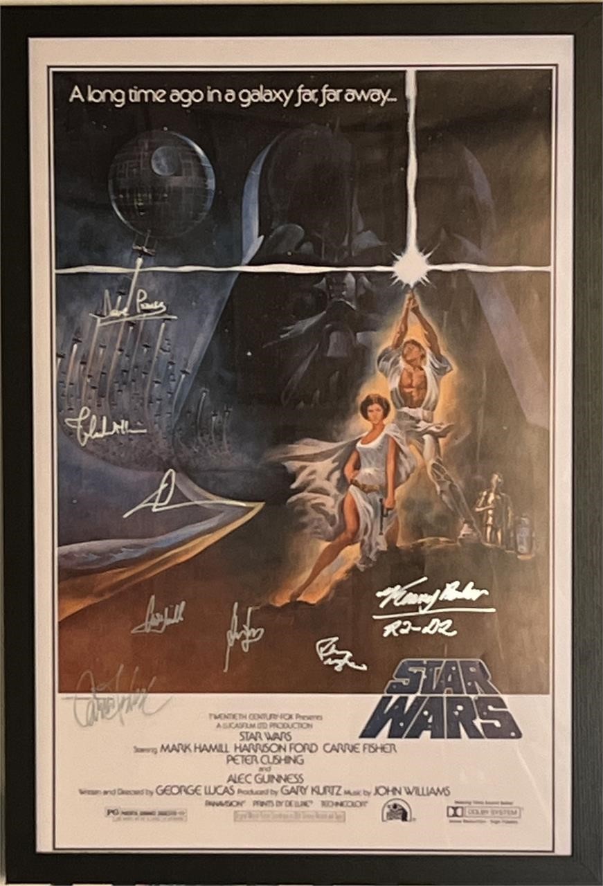 Star Wars A New Hope cast signed movie poster