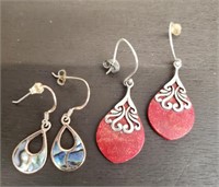 2 Pairs Marked 925 Dangle Earrings.