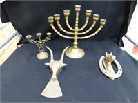 Brass Menorah - horseshoe door knocker - bull