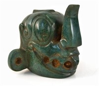 Mayan Jade Carved Head of a Rain God