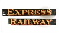 (2) enamel railway express signs, late 19th