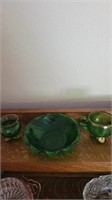 Green glass dishes