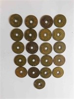 21 brass 5 cent Oklahoma tax tokens