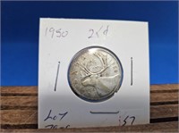 1-1950 25 CENT COIN