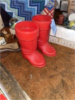 VTG red plastic Santa boots like a blow mold