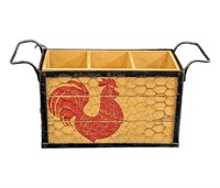 Rooster Wooden & Wire Utensil Holder