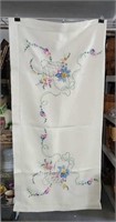 VINTAGE Embroidered Table cloth Pictured in half