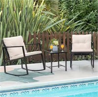 3-Pieces Metal Wicker Outdoor Rocking Chair