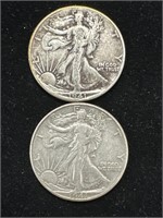 Silver 1941,1941-D Walking Liberty Half Dollars