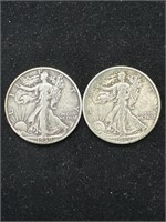 Silver 1939-D, 1939-S Walking Liberty Half Dollars