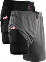 R7113  NELEUS 2 in 1 Workout Shorts, 2XL