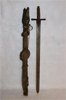 19TH C. SOUTH PACIFIC SWORD WITH CROCODILE