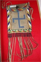 20TH C. BEADED POUCH, SIOUX STYLE, 22" X 7"