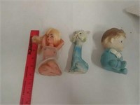 3 vintage rubber squeeze toys