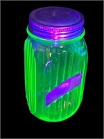 Uranium Glass Hoosier cabinet tea canister jar